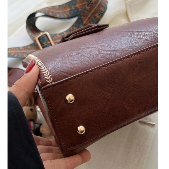Brown Vegan Leather Western Strap  Shoulder Crossbody - Picture 6 of 6